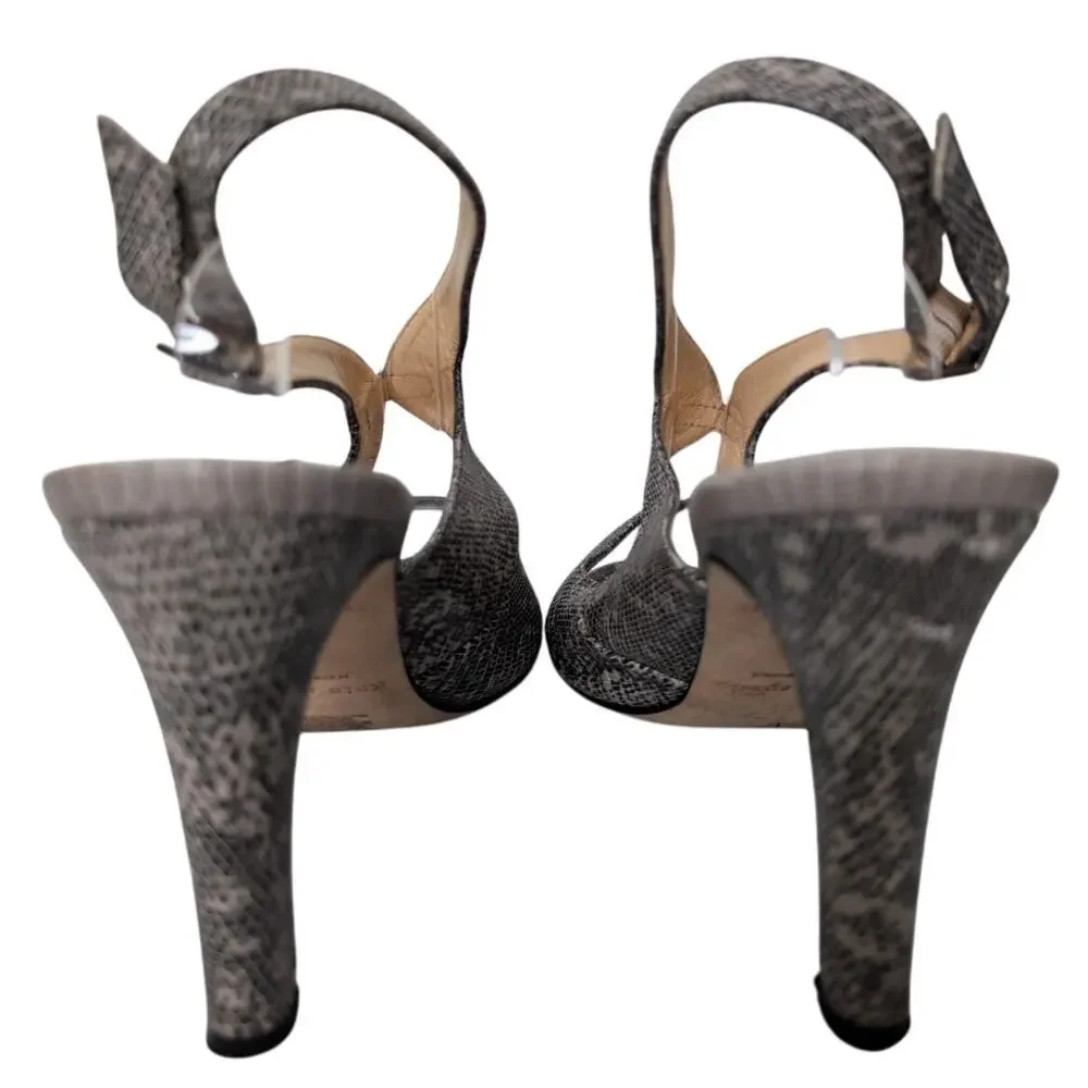 Kate Spade Leather‎ Snakeskin Slingback Peep Toe Heels 9B Party Cocktail Club